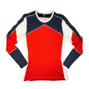 Womens Helly Hansen HH Lifa Merino Crew Base Layer Top Women's Sz Large Red Blue